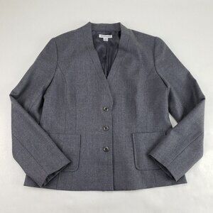 Pendleton 100% Virgin Wool Blazer Womens 14 Gray Lined Button Front Jacket